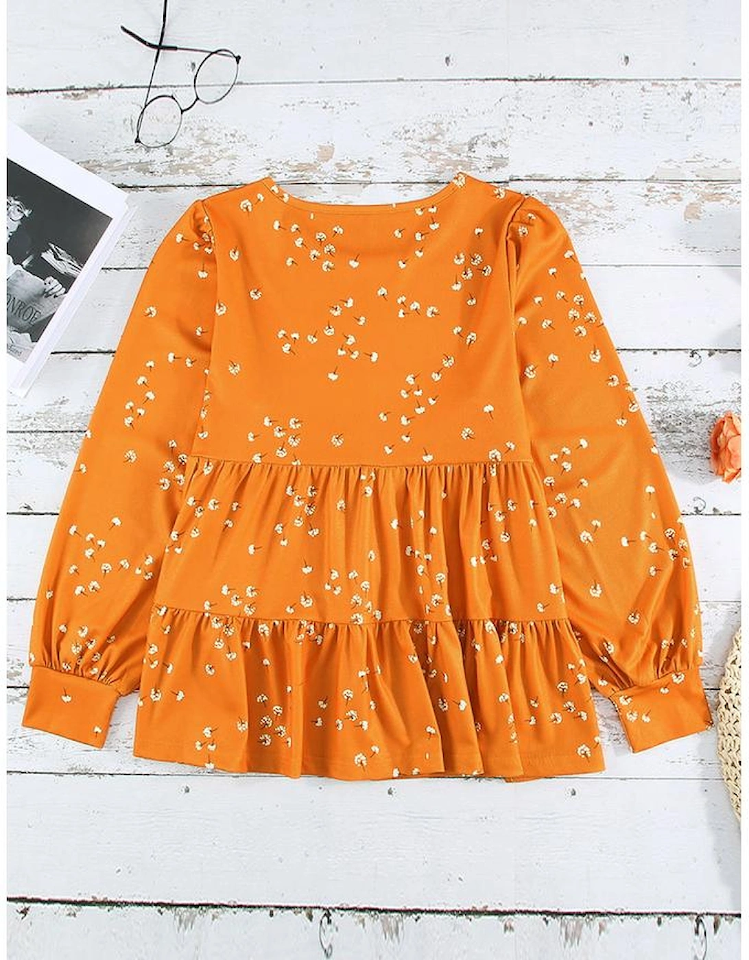 Azura Exchange Ruffle Tunic Top with Floral Print