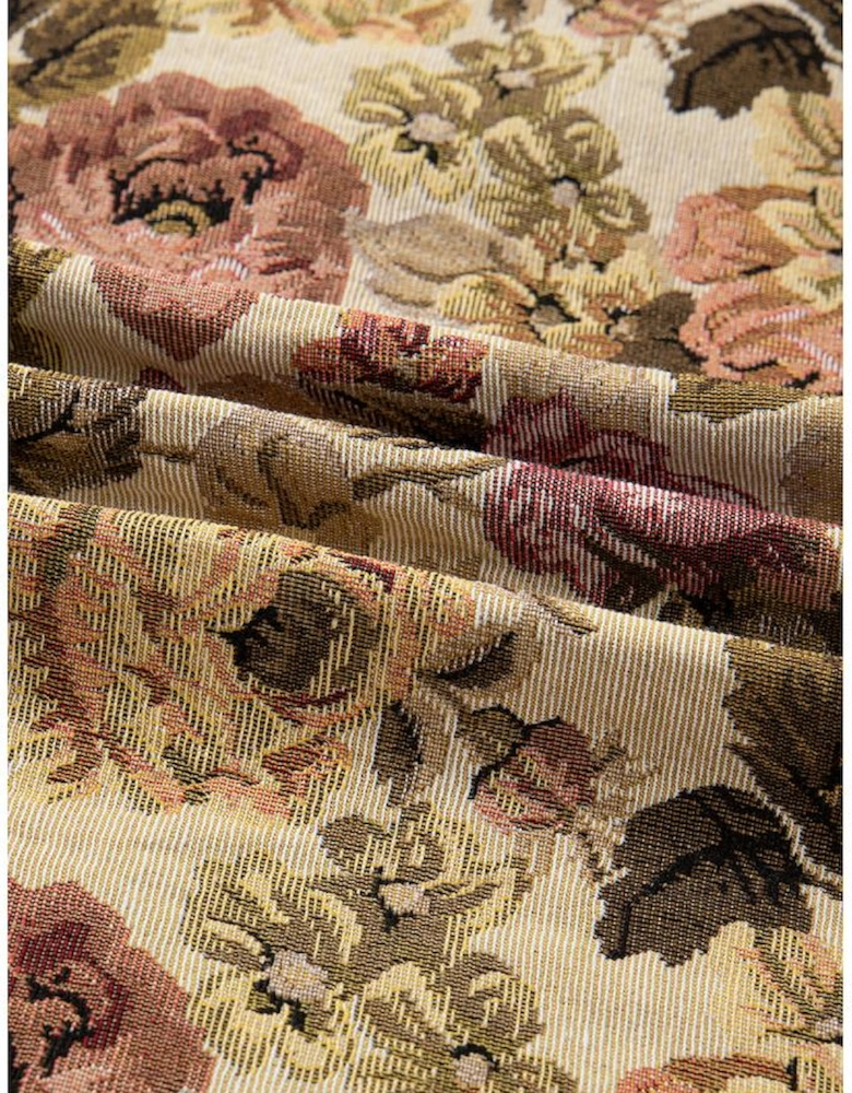 Khaki Floral Waffle Knit Patchwork Chest Pockets Buttoned Jacket