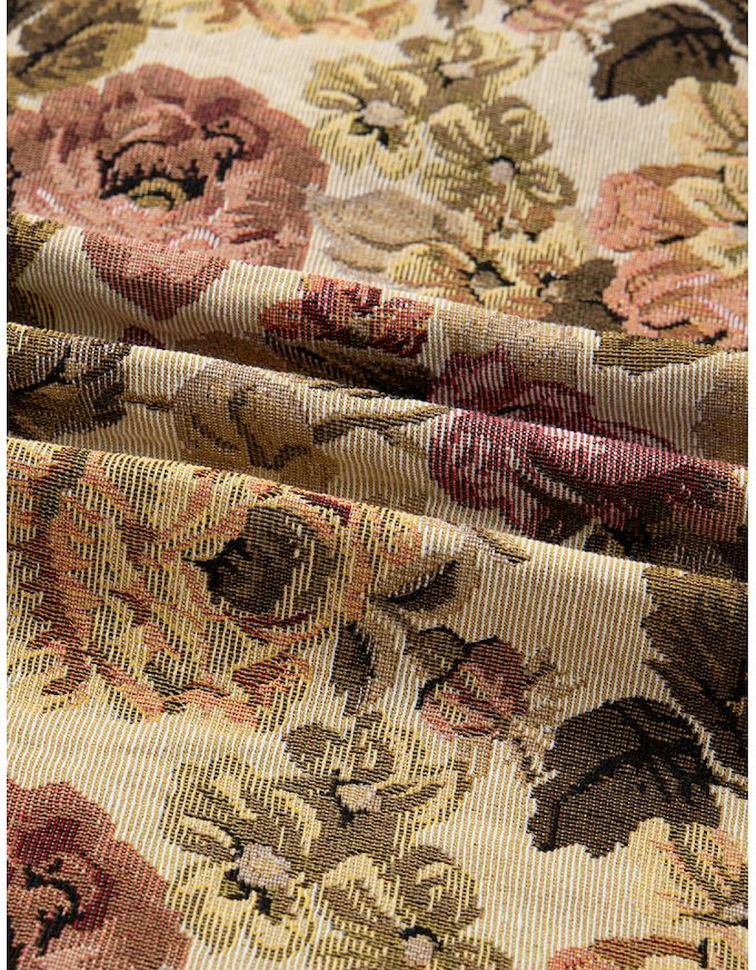 Khaki Floral Waffle Knit Patchwork Chest Pockets Buttoned Jacket