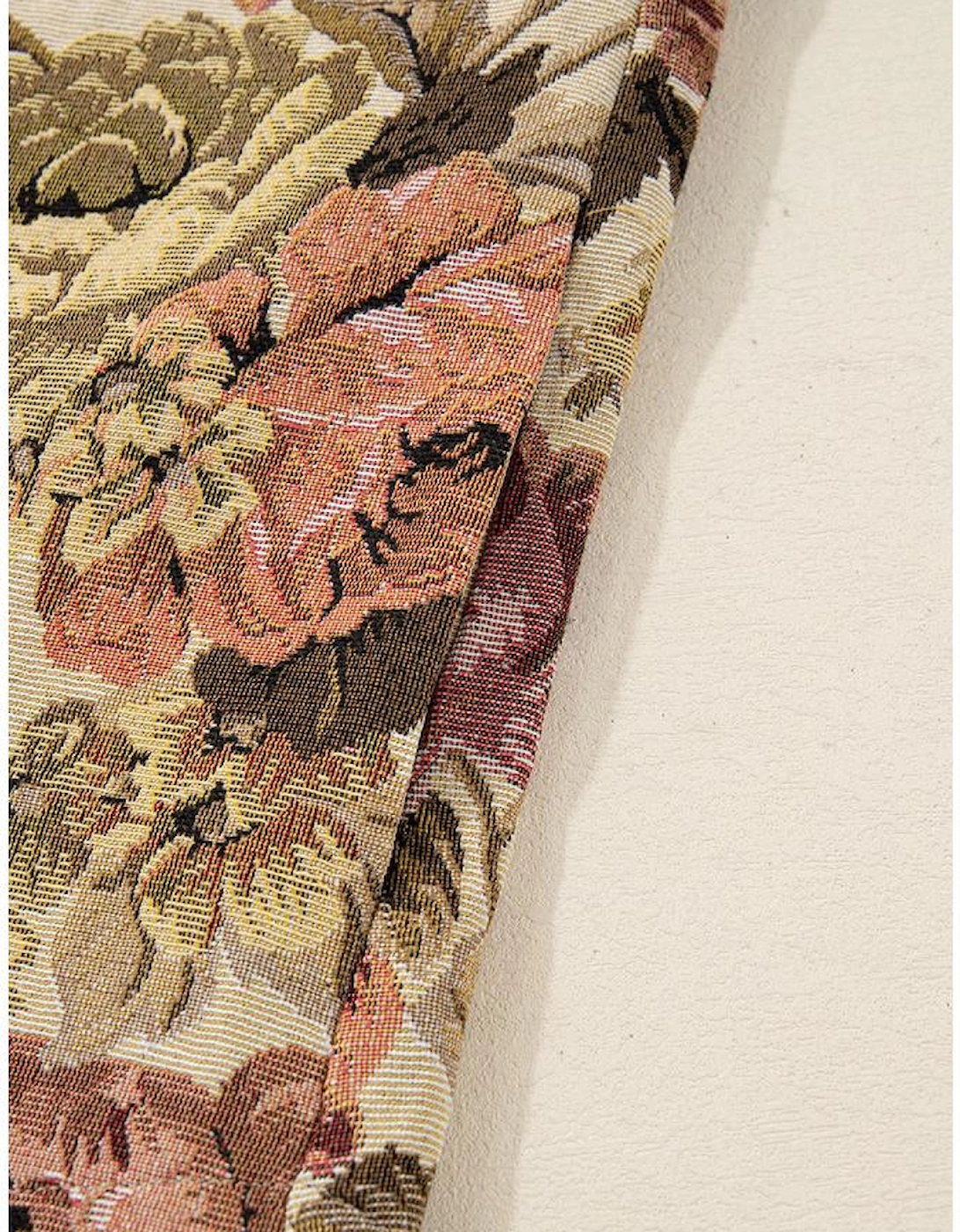 Khaki Floral Waffle Knit Patchwork Chest Pockets Buttoned Jacket