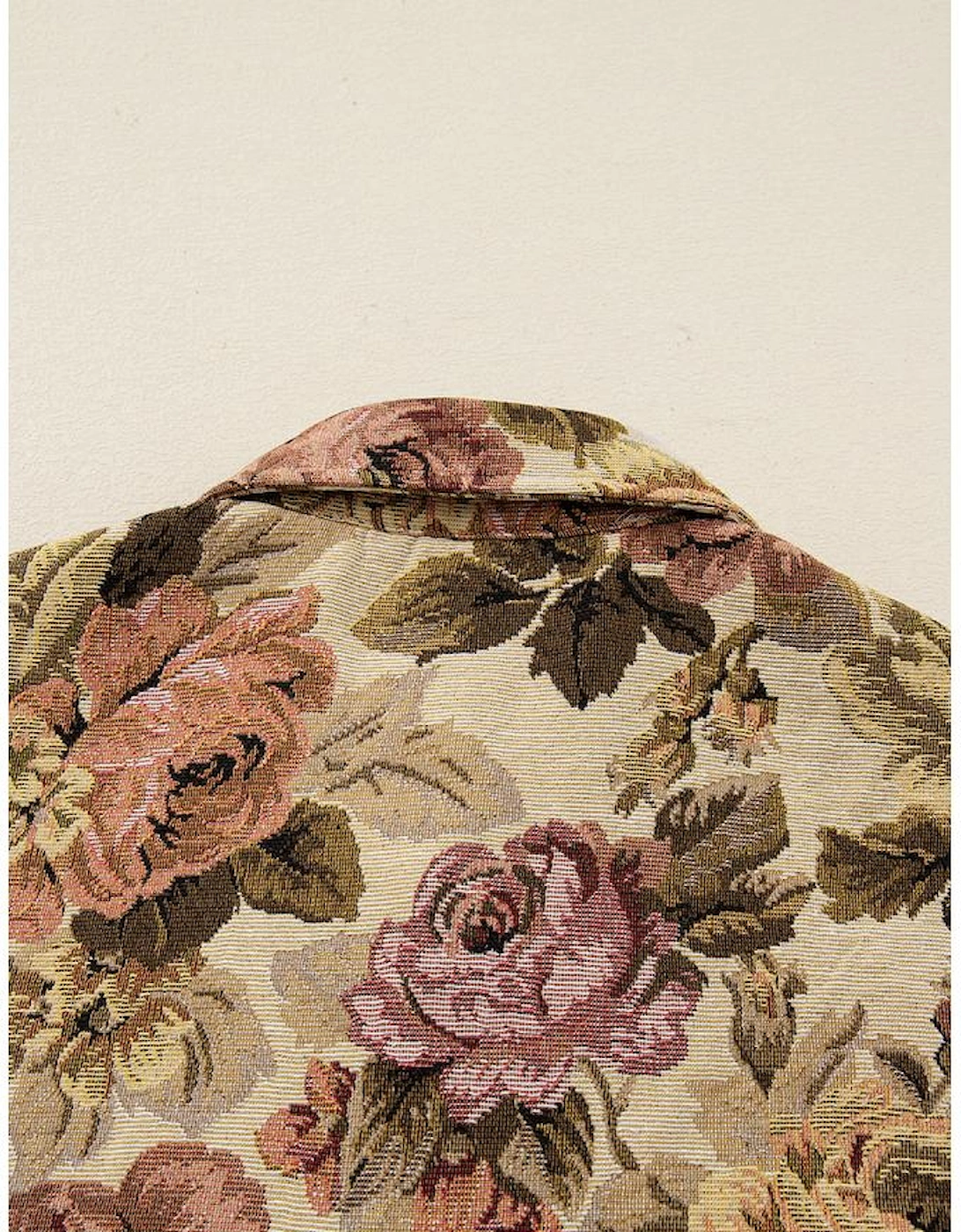 Khaki Floral Waffle Knit Patchwork Chest Pockets Buttoned Jacket