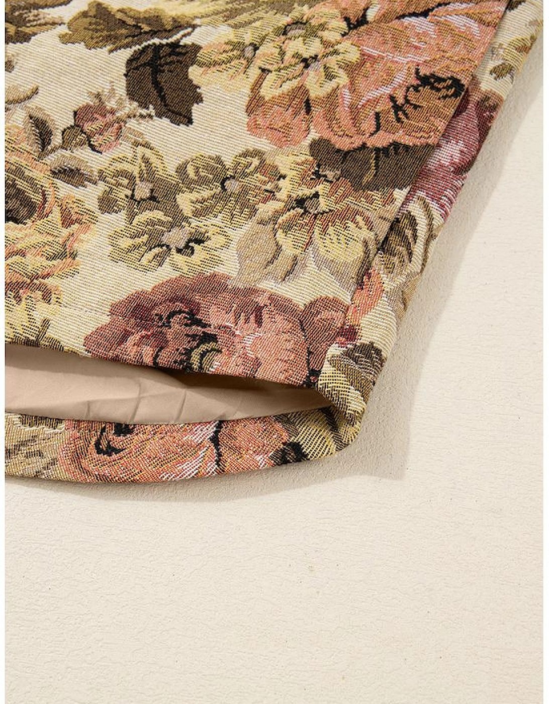 Khaki Floral Waffle Knit Patchwork Chest Pockets Buttoned Jacket