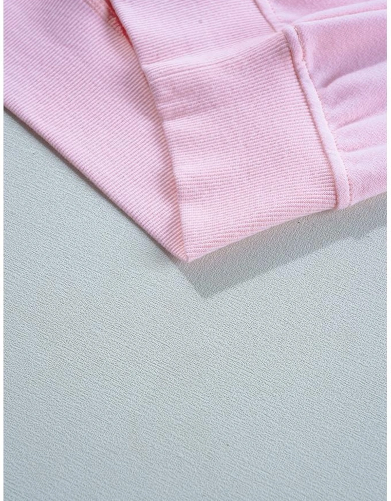 Pink Hugs and Kisses Pop Up Embroidered Raglan Sleeve Sweatshirt