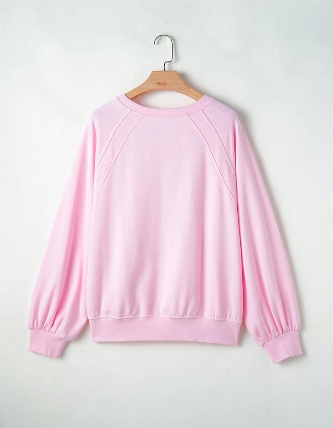 Pink Hugs and Kisses Pop Up Embroidered Raglan Sleeve Sweatshirt