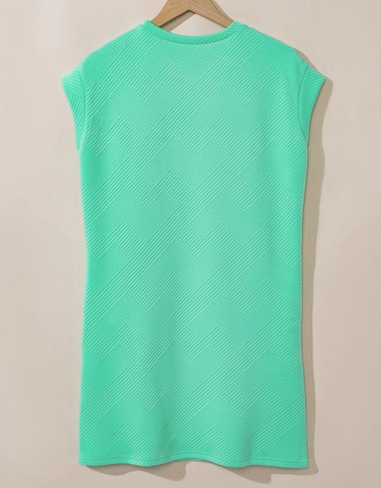 Mint Green Textured Cap Sleeve T Shirt Dress