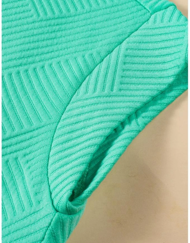 Mint Green Textured Cap Sleeve T Shirt Dress