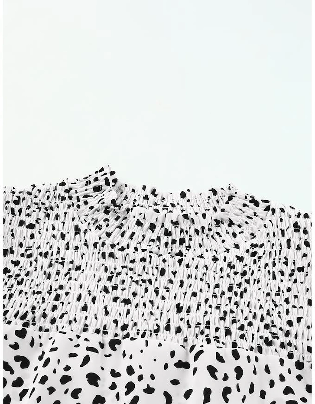 Leopard Smocking Detail Bubble Sleeve Blouse