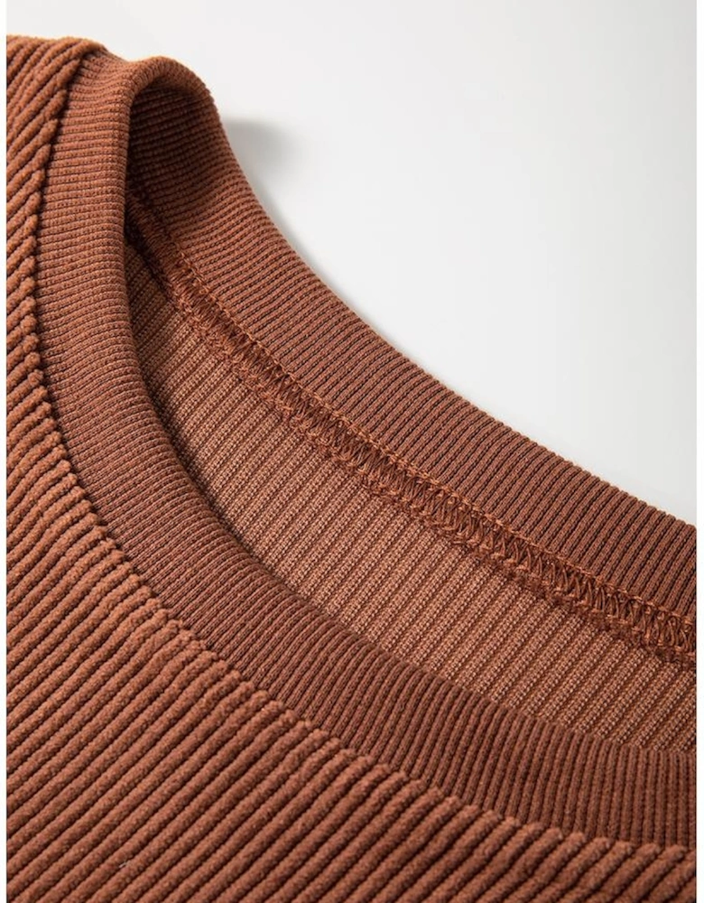 Chestnut Ribbed Corduroy Oversized Sweatshirt