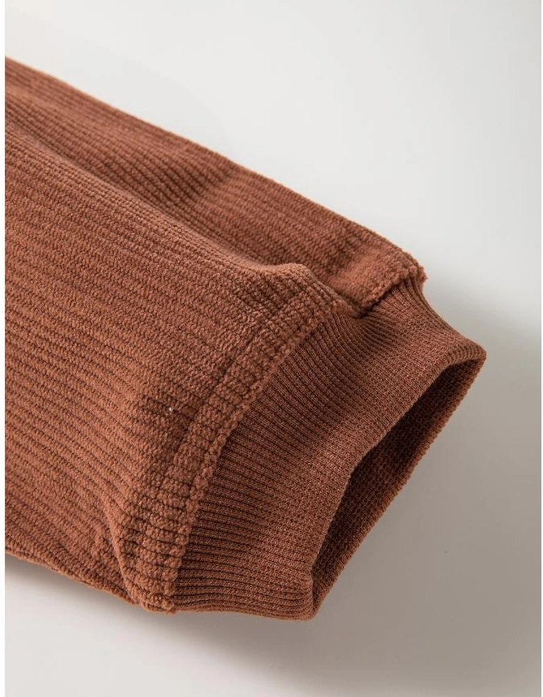 Chestnut Ribbed Corduroy Oversized Sweatshirt