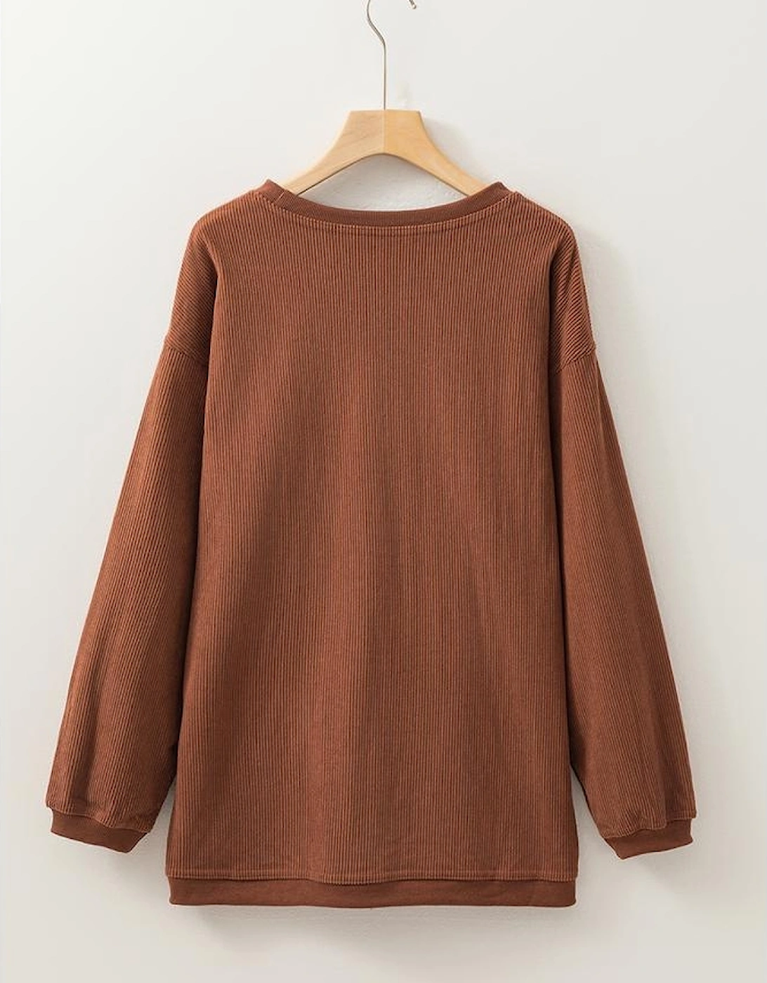 Chestnut Ribbed Corduroy Oversized Sweatshirt