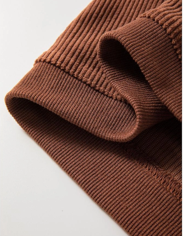 Chestnut Ribbed Corduroy Oversized Sweatshirt