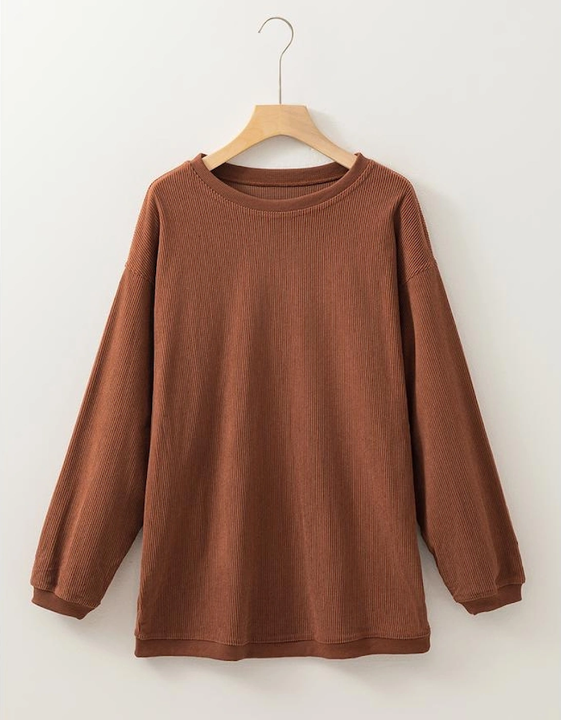 Chestnut Ribbed Corduroy Oversized Sweatshirt