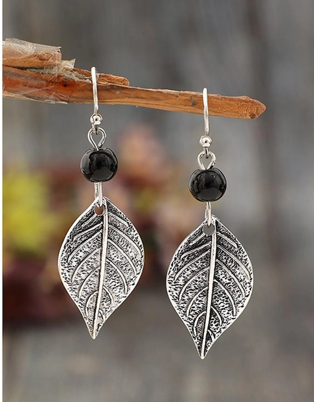 Silvery Vintage Leaf Shape Bead Dangle Earrings, 8 of 7