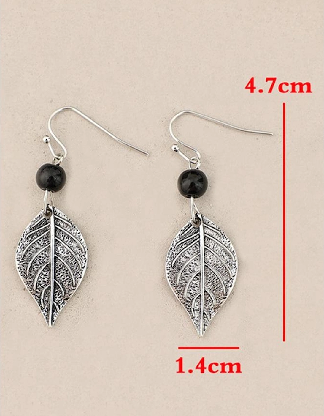 Silvery Vintage Leaf Shape Bead Dangle Earrings