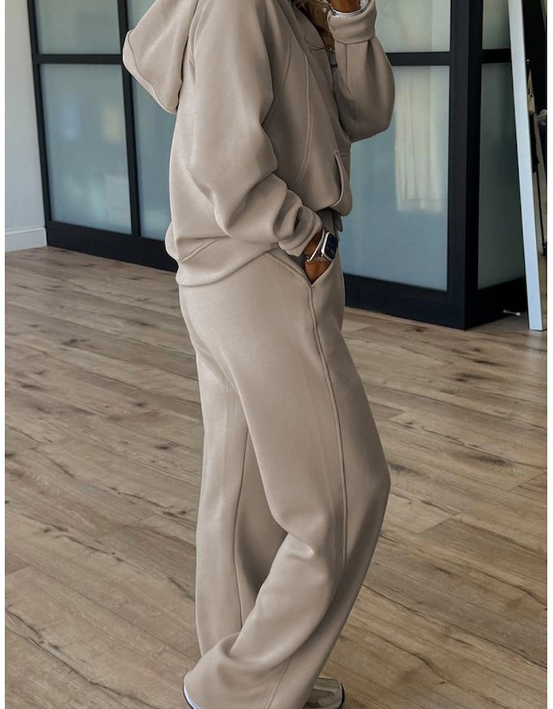 Jet Stream Half Zip Thumbhole Sleeve Hoodie Active Pants 2pcs Outfit