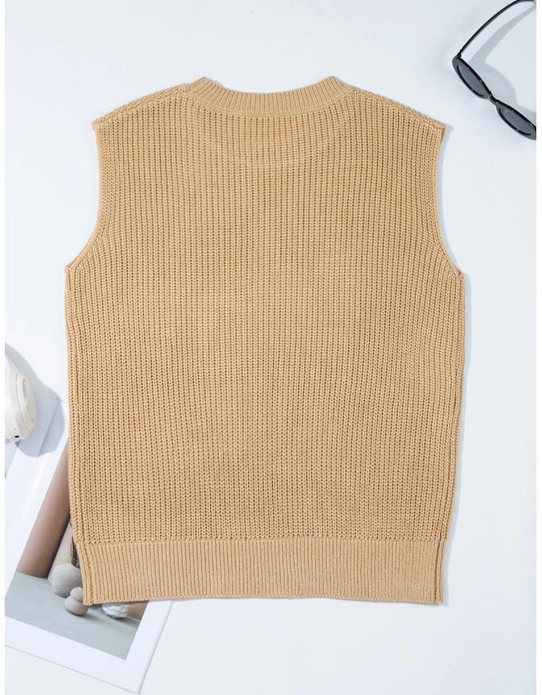 Parchment Sequin Horse Graphic Lightweight Knitted Sweater Vest