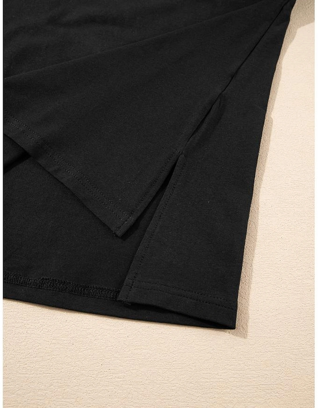 Black Loose Half Sleeve Hi Low Hem T Shirt