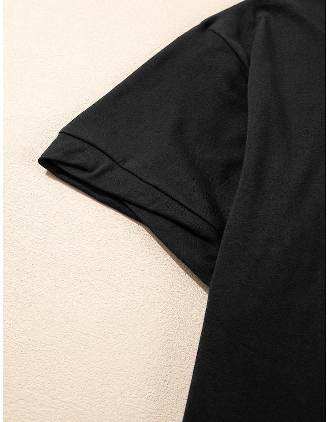 Black Loose Half Sleeve Hi Low Hem T Shirt