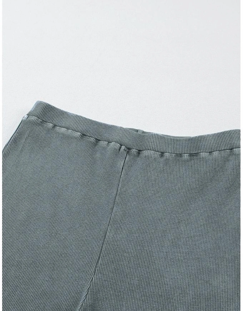 Dark Grey Vintage Wash Ribbed Leggings