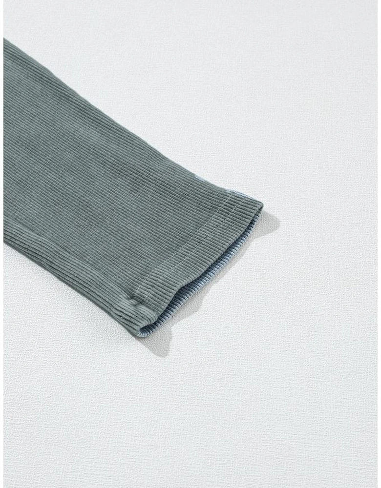 Dark Grey Vintage Wash Ribbed Leggings