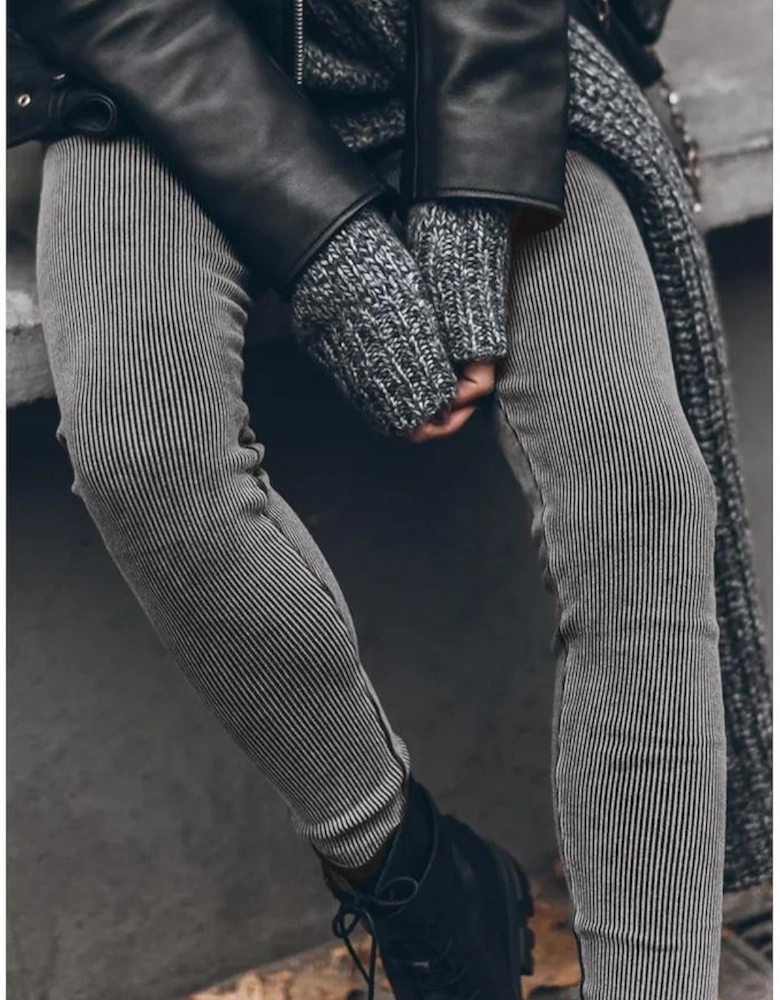 Dark Grey Vintage Wash Ribbed Leggings