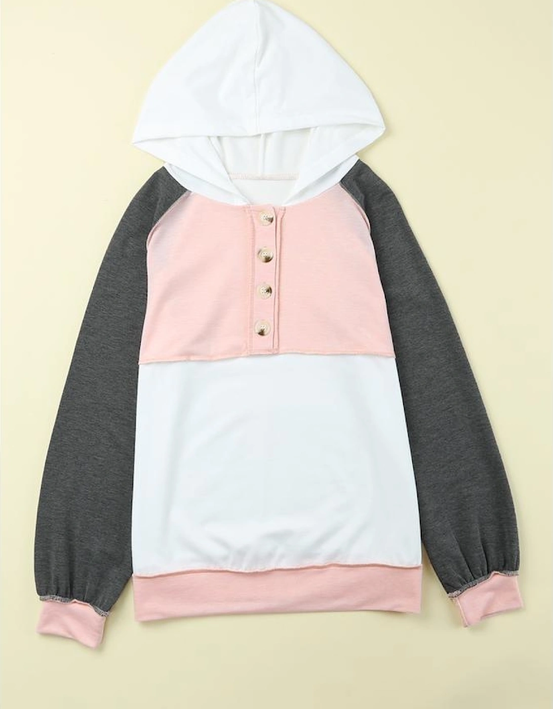 Azura Exchange Button Accent Pullover Hoodie
