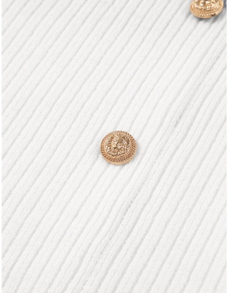 Gray Stripe Ribbed Buttoned Detail Drop Shoulder Tunic Sweater