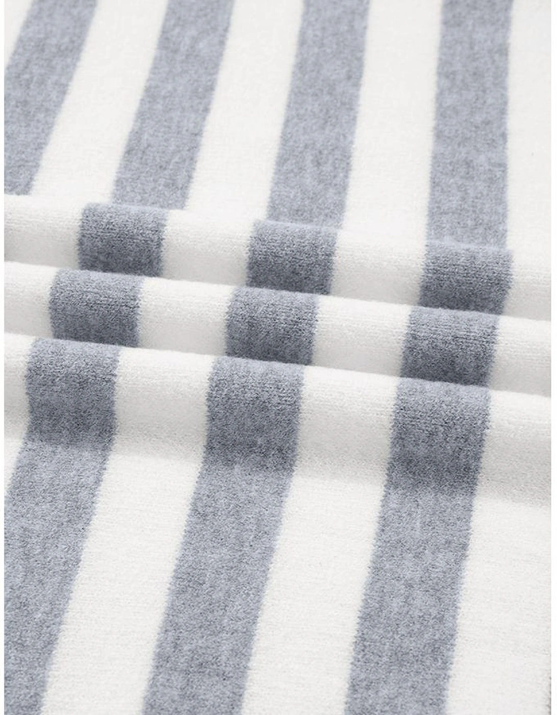 Gray Stripe Ribbed Buttoned Detail Drop Shoulder Tunic Sweater