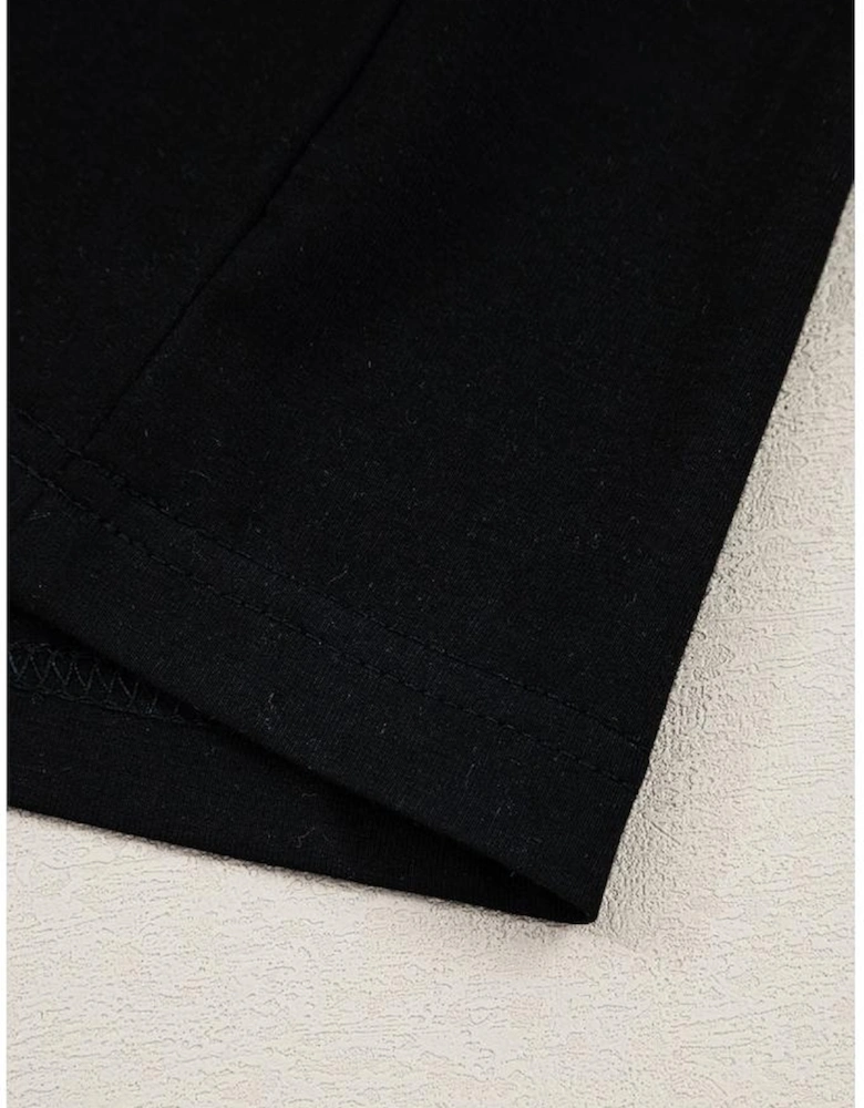 Black Plus Size Lace Patchwork Asymmetric Cutout Sheer Long Sleeve Top