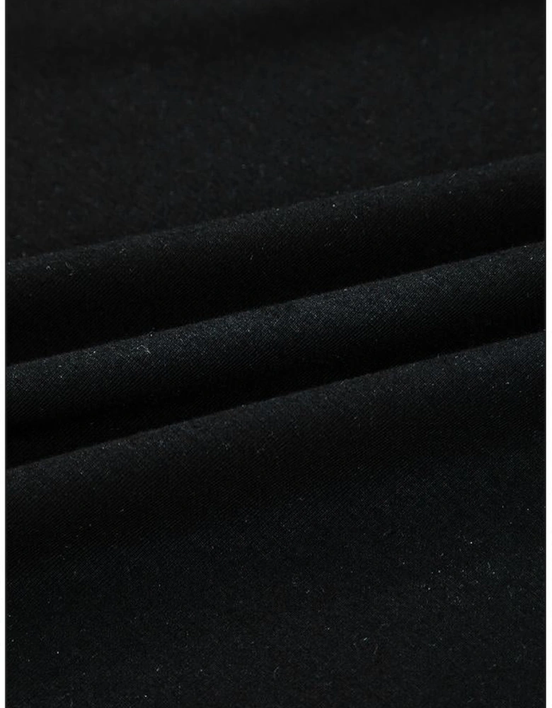 Black Plus Size Lace Patchwork Asymmetric Cutout Sheer Long Sleeve Top