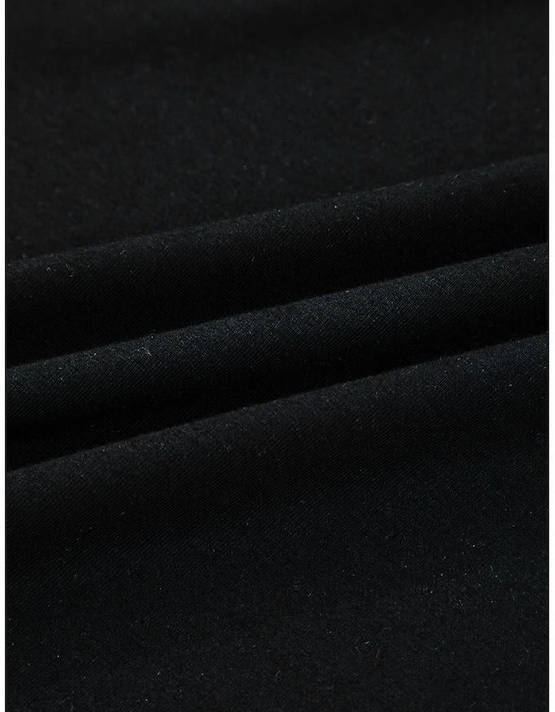 Black Plus Size Lace Patchwork Asymmetric Cutout Sheer Long Sleeve Top