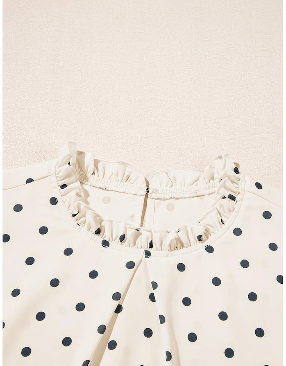 Apricot Polka Dot Print Frilled Collar Lantern Sleeve Blouse, 13 of 12