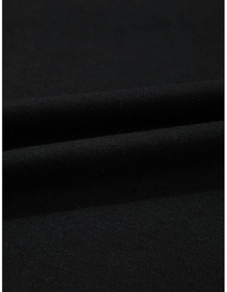 Black Contrast Stitches Detail Puffy Half Sleeve Blouse