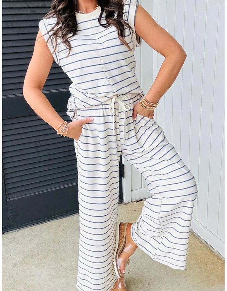 Sail Blue Casual Wide Leg 2pcs Pants Set