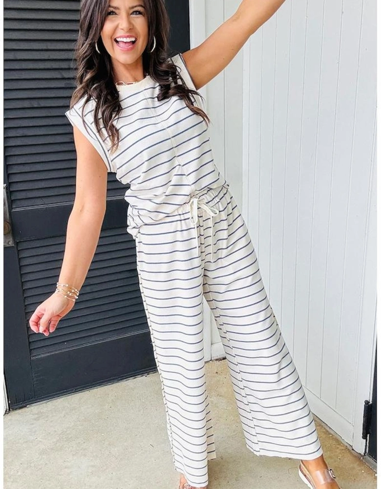 Sail Blue Casual Wide Leg 2pcs Pants Set