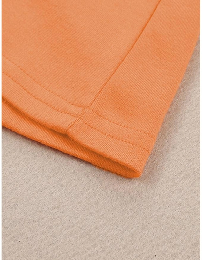 Orange Plain Crew Neck Long Sleeve Top