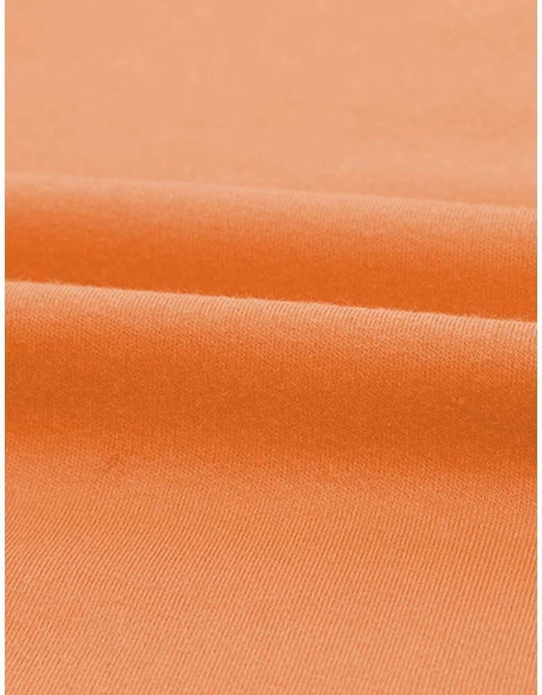 Orange Plain Crew Neck Long Sleeve Top