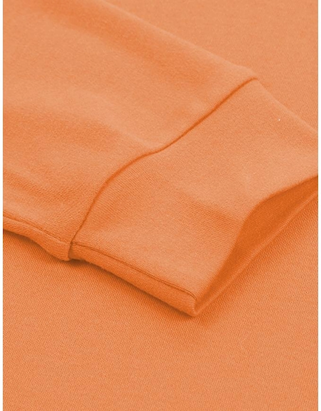 Orange Plain Crew Neck Long Sleeve Top