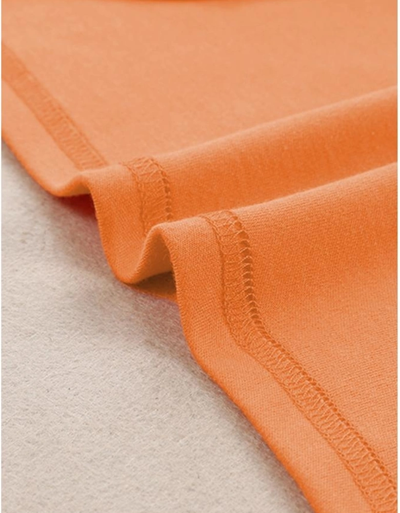 Orange Plain Crew Neck Long Sleeve Top