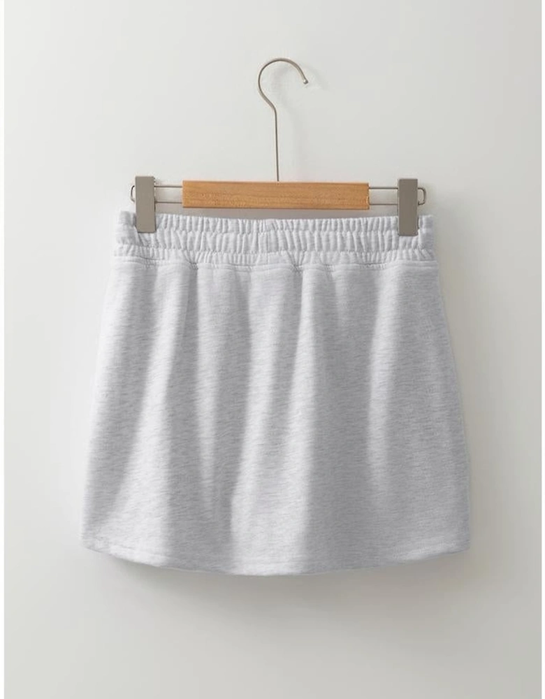 Light Grey American Flag Patched Lace-up High Waist Skort