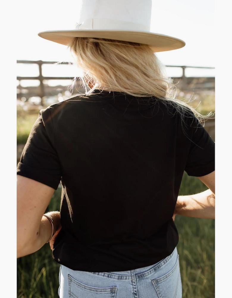 Black Western MAMA Leopard Lightning Graphic Tee