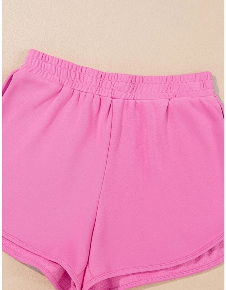 Bonbon Striped Accent Pullover and Shorts Two Piece Casual Set