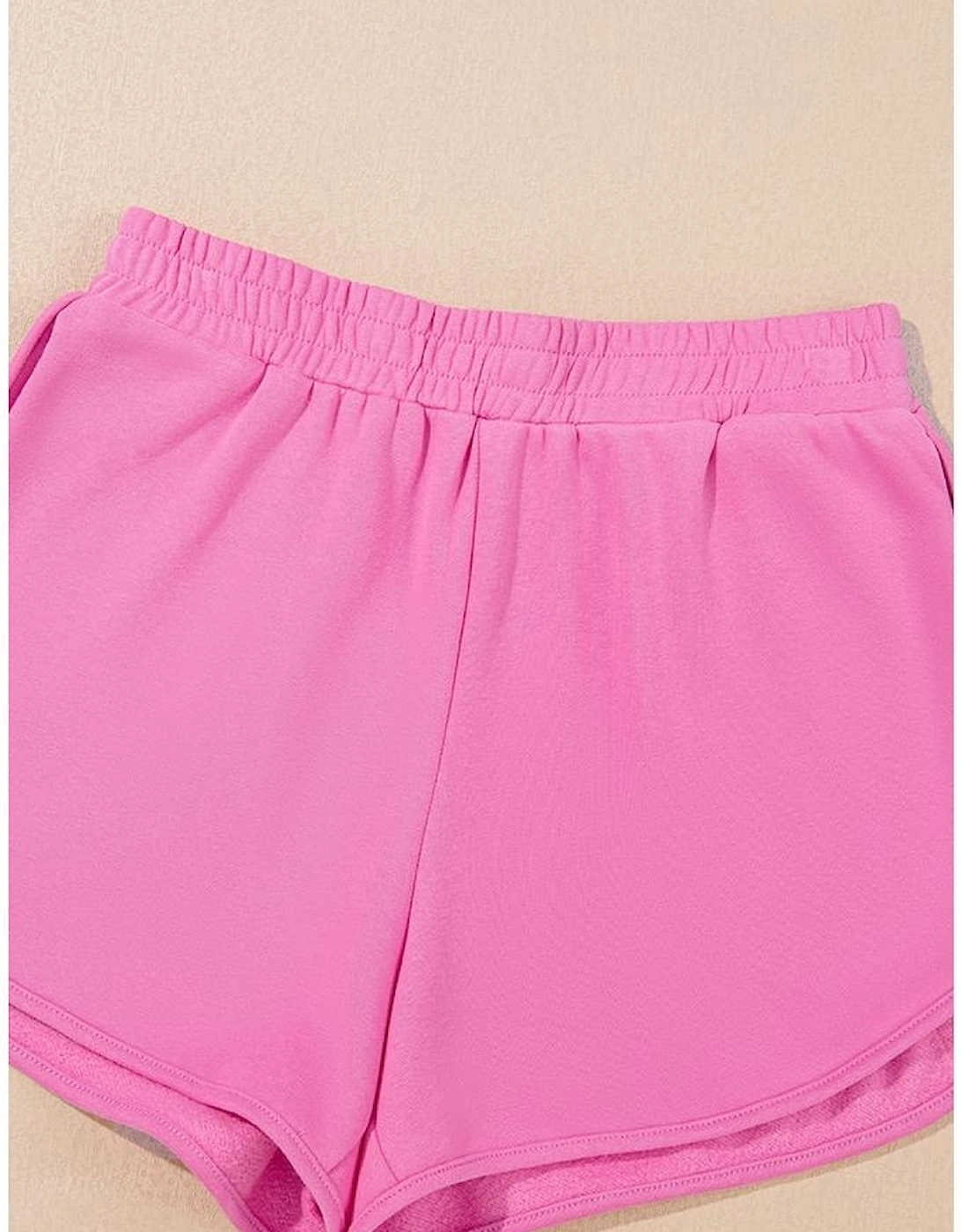 Bonbon Striped Accent Pullover and Shorts Two Piece Casual Set