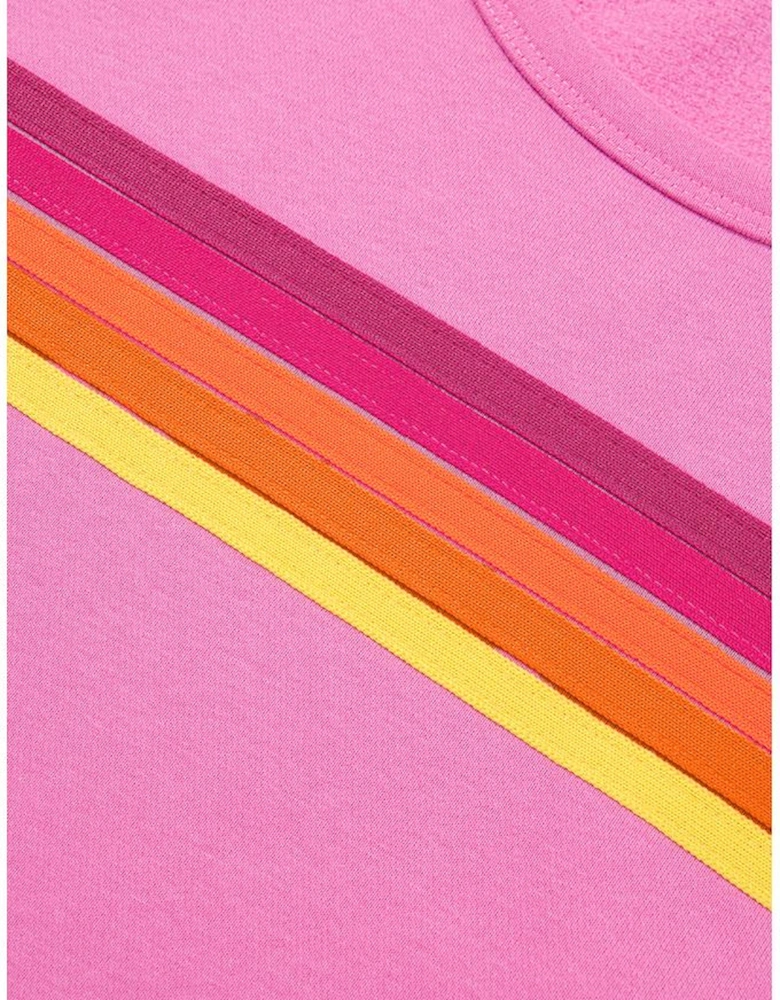 Bonbon Striped Accent Pullover and Shorts Two Piece Casual Set