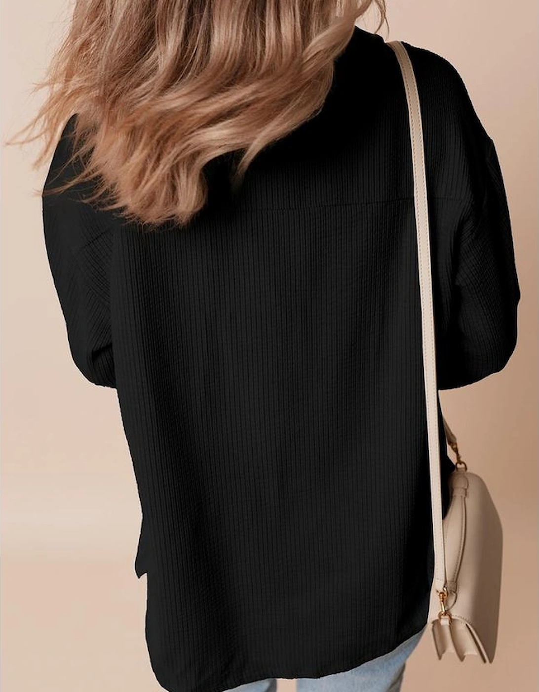 Black Corduroy Flap Pocket Button Up Shacket