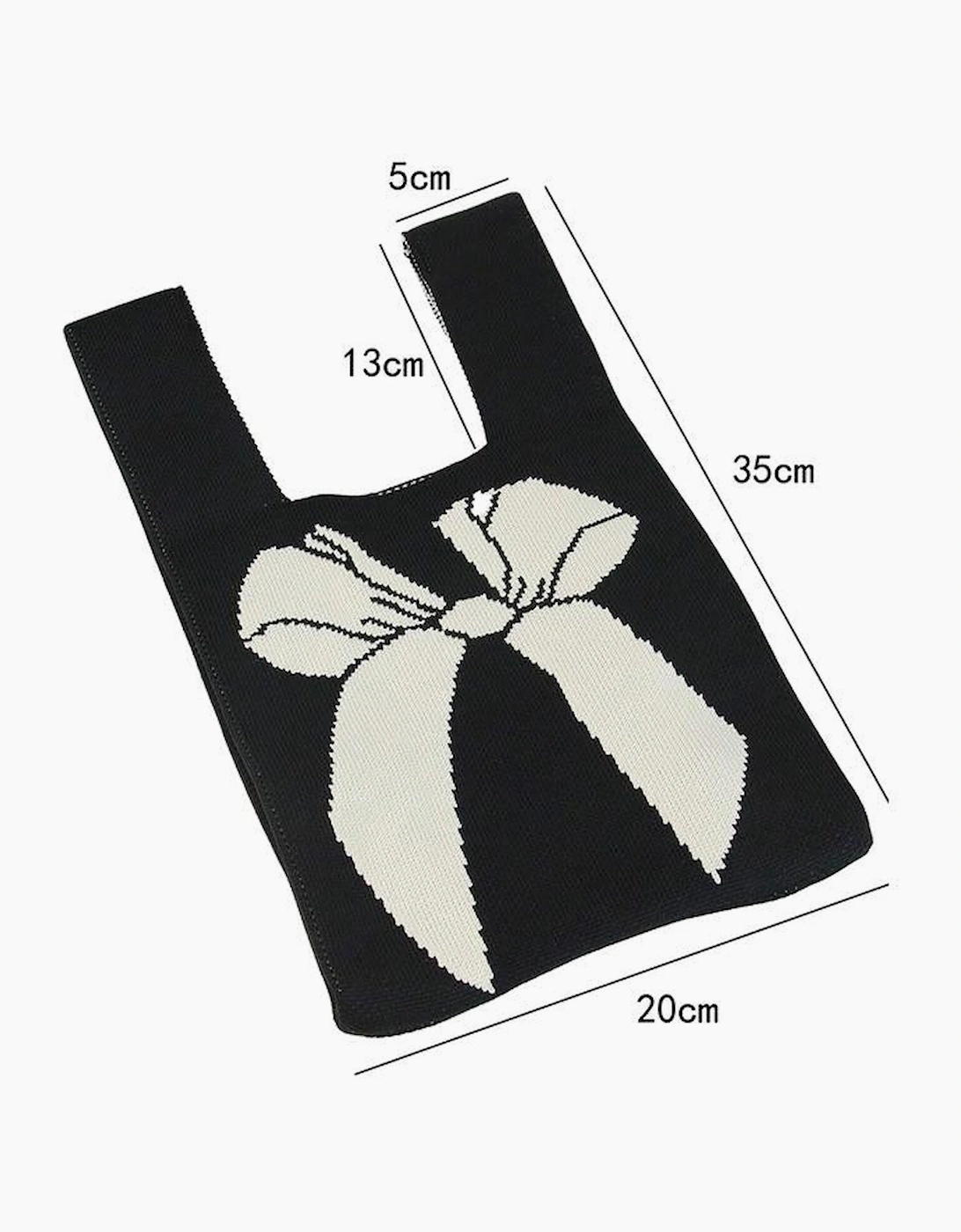 Azura Exchange Black Colorblock Bowknot Pattern Knitted Hand Bag