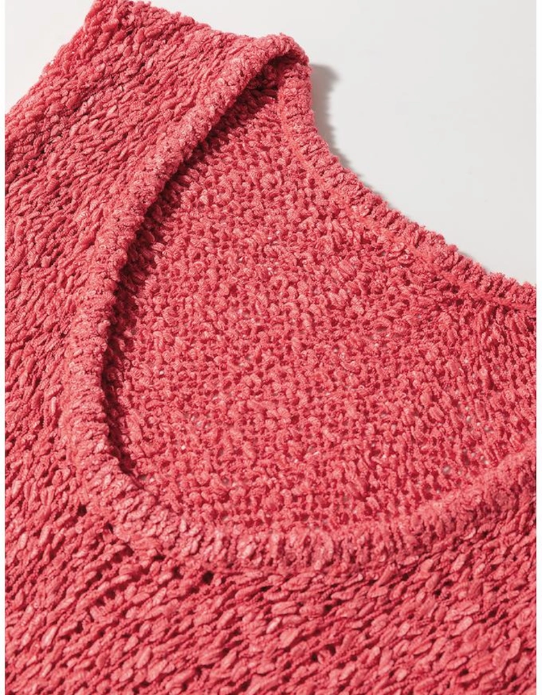 Flamingo Textured Knit U Neck Slim Fit Sweater Vest