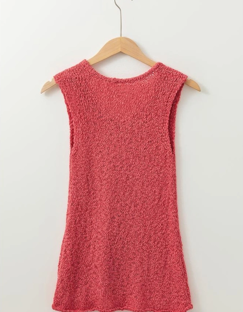 Flamingo Textured Knit U Neck Slim Fit Sweater Vest