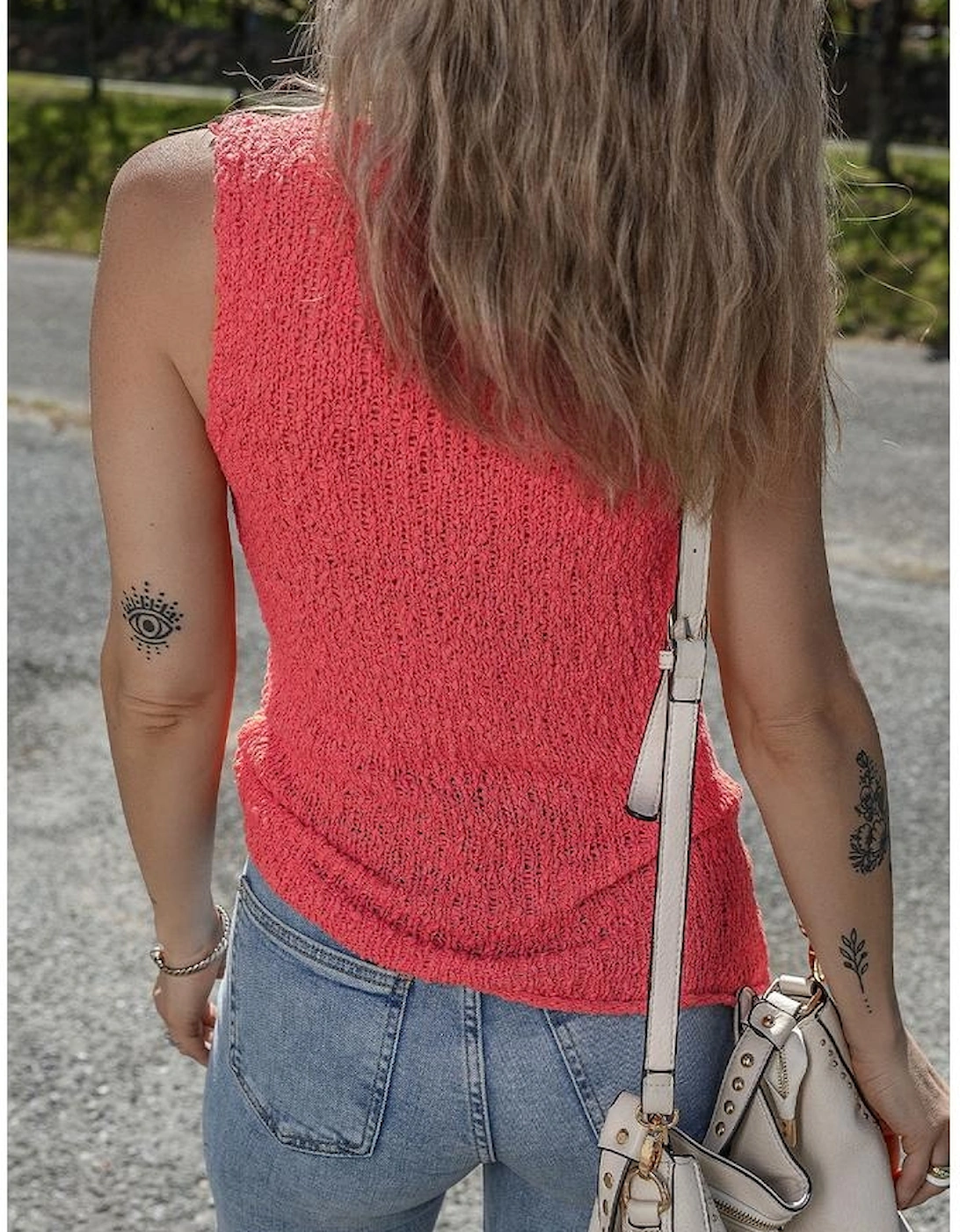 Flamingo Textured Knit U Neck Slim Fit Sweater Vest