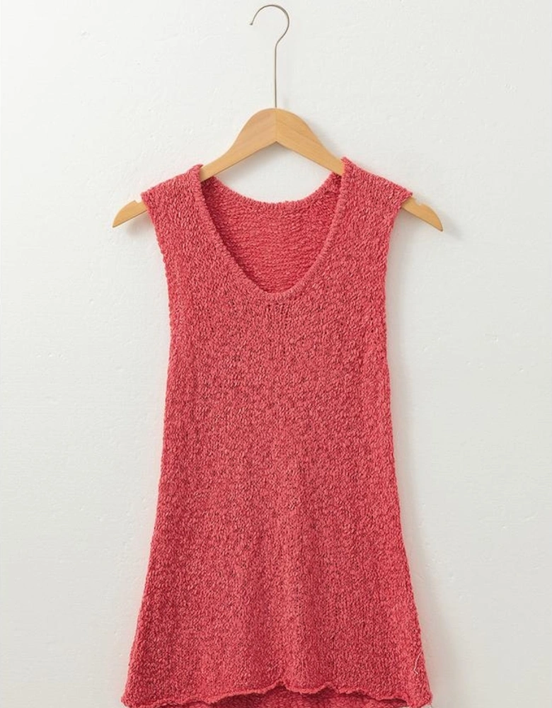 Flamingo Textured Knit U Neck Slim Fit Sweater Vest